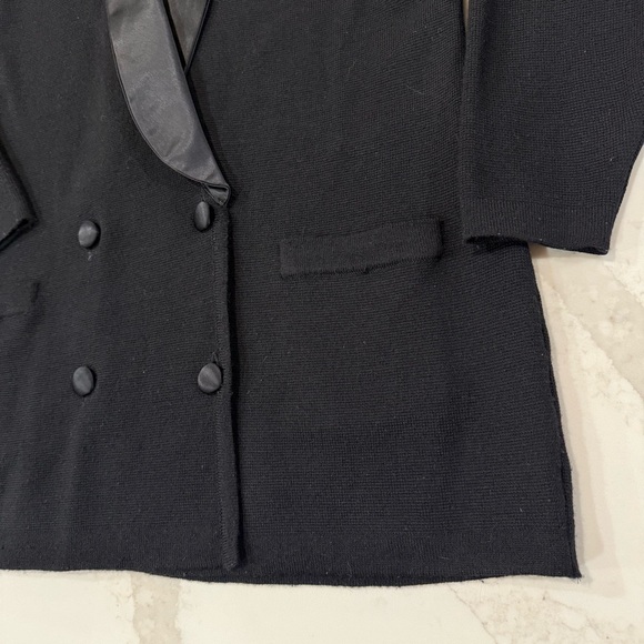 Vintage Talbots 100% Merino Wool Blazer Jacket Womens Small Black Career Classic - Picture 3 of 6